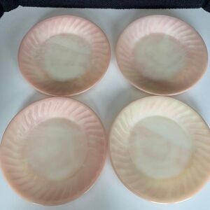 Fire King 9" PINK SWIRL vintage Dinner plates Set of 4.
